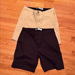 Old Navy Ultimate tech slim Black and Khaki Flat Front Shorts